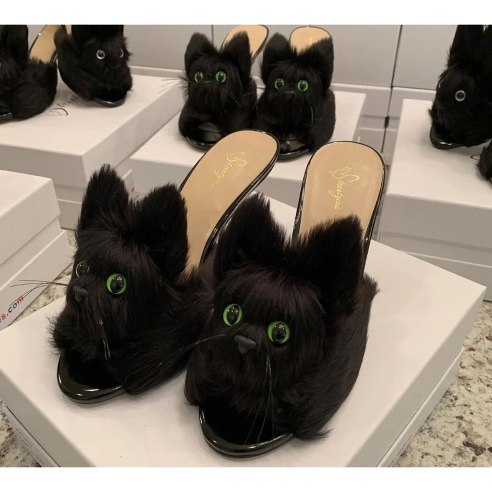 Kitty Slippers - Black - Picture 5 of 12